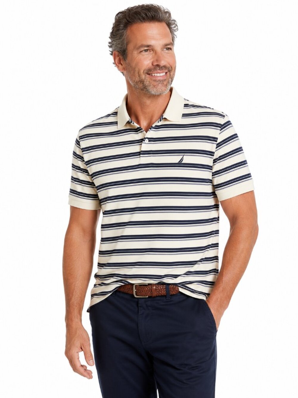Nautica Men's Striped Polo Shirt XXL 100% Cotton Short Sleeve Classic Fit